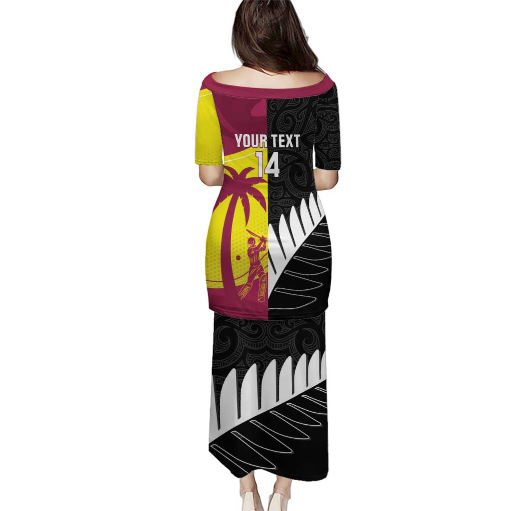 New Zealand and West Indies Cricket Custom Puletasi Black Cap Windies Together - Polynesian Pride