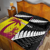 New Zealand and West Indies Cricket Custom Quilt Bed Set Black Cap Windies Together - Polynesian Pride
