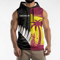 New Zealand and West Indies Cricket Custom Sleeveless Hoodie Black Cap Windies Together - Polynesian Pride
