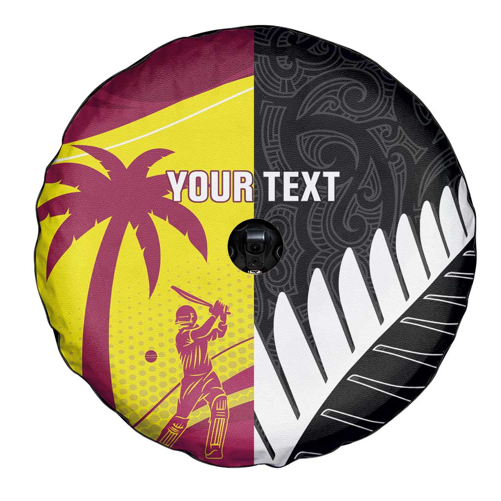 New Zealand and West Indies Cricket Custom Spare Tire Cover Black Cap Windies Together - Polynesian Pride