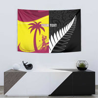 New Zealand and West Indies Cricket Custom Tapestry Black Cap Windies Together - Polynesian Pride
