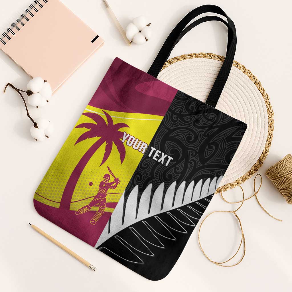 New Zealand and West Indies Cricket Custom Tote Bag Black Cap Windies Together - Polynesian Pride