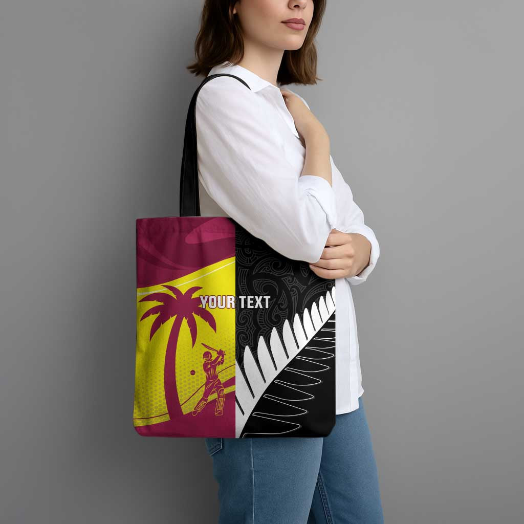 New Zealand and West Indies Cricket Custom Tote Bag Black Cap Windies Together - Polynesian Pride