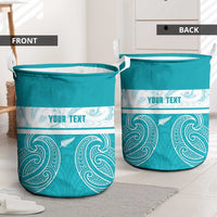 New Zealand Silver Fern Cricket Custom Laundry Basket Black Cap Teal Maori Pattern LT14 - Polynesian Pride