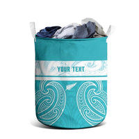 New Zealand Silver Fern Cricket Custom Laundry Basket Black Cap Teal Maori Pattern LT14 - Polynesian Pride