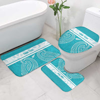 New Zealand Silver Fern Cricket Custom Bathroom Set Black Cap Teal Maori Pattern - Polynesian Pride