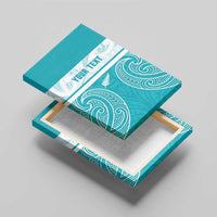 New Zealand Silver Fern Cricket Custom Canvas Wall Art Black Cap Teal Maori Pattern - Polynesian Pride