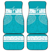 New Zealand Silver Fern Cricket Custom Car Mats Black Cap Teal Maori Pattern - Polynesian Pride