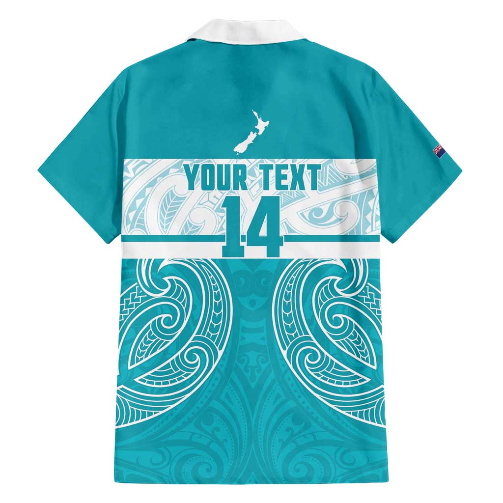 New Zealand Silver Fern Cricket Custom Family Matching Long Sleeve Bodycon Dress and Hawaiian Shirt Black Cap Teal Maori Pattern - Polynesian Pride