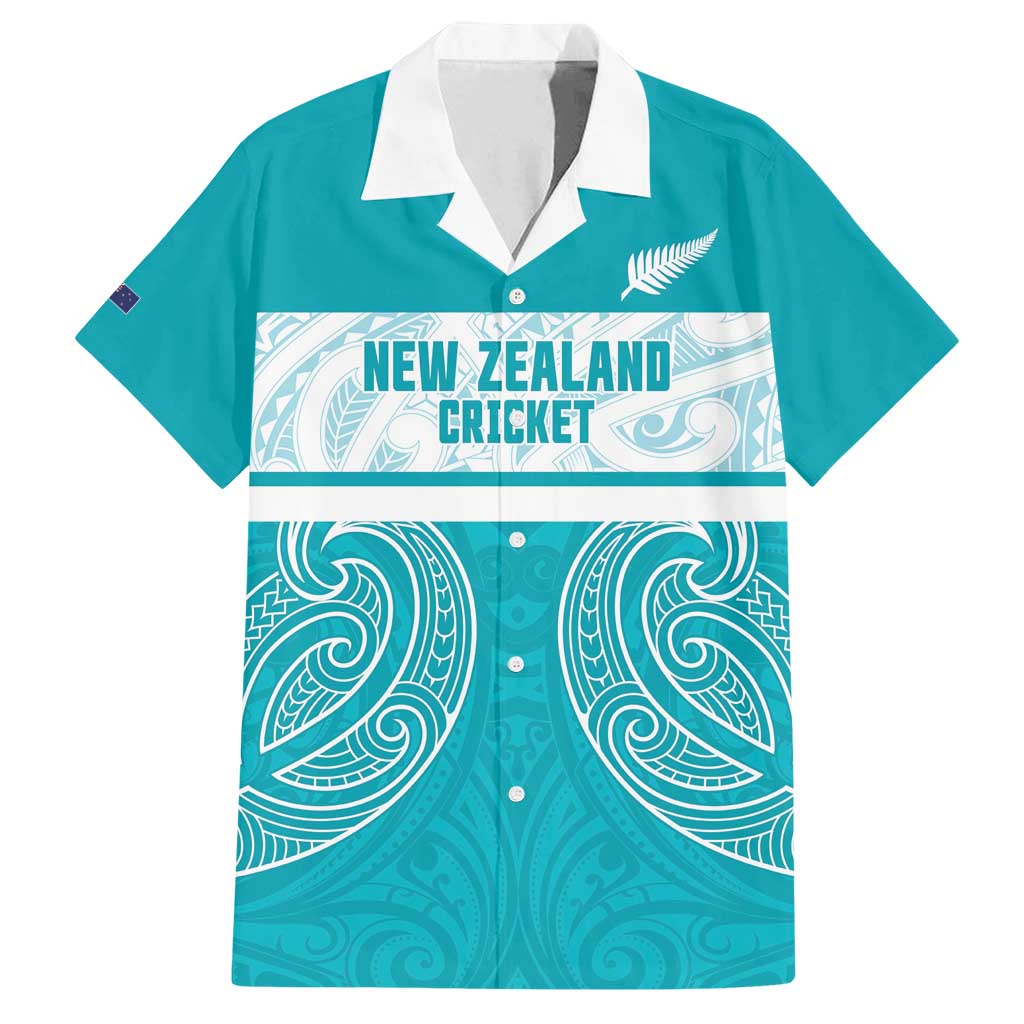 New Zealand Silver Fern Cricket Custom Family Matching Tank Maxi Dress and Hawaiian Shirt Black Cap Teal Maori Pattern - Polynesian Pride