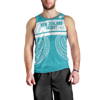 New Zealand Silver Fern Cricket Custom Men Tank Top Black Cap Teal Maori Pattern - Polynesian Pride