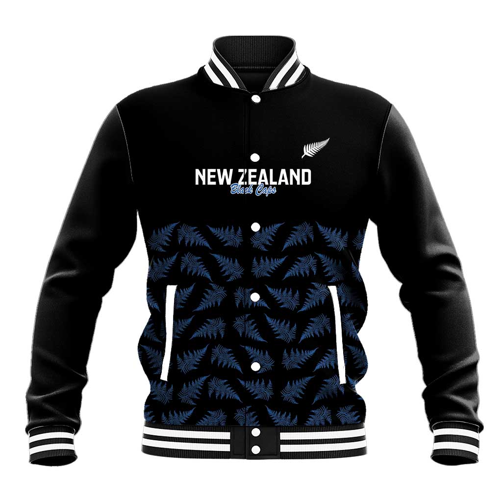 New Zealand Silver Fern Cricket Custom Baseball Jacket Black Cap T20 Version - Polynesian Pride