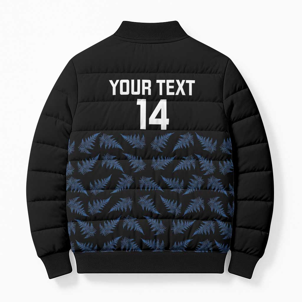 New Zealand Silver Fern Cricket Custom Bomber Puffer Jacket Black Cap T20 Version - Polynesian Pride