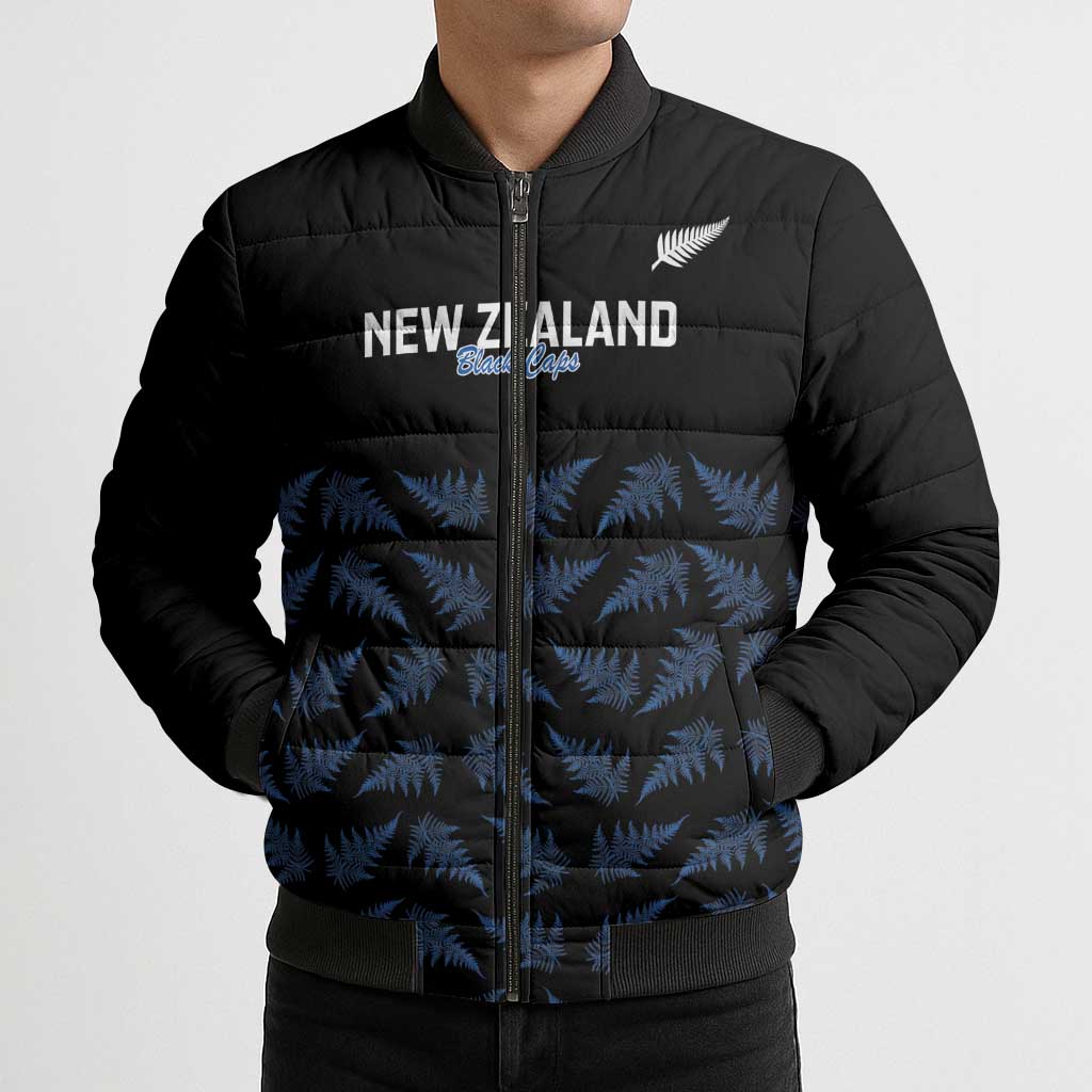 New Zealand Silver Fern Cricket Custom Bomber Puffer Jacket Black Cap T20 Version - Polynesian Pride