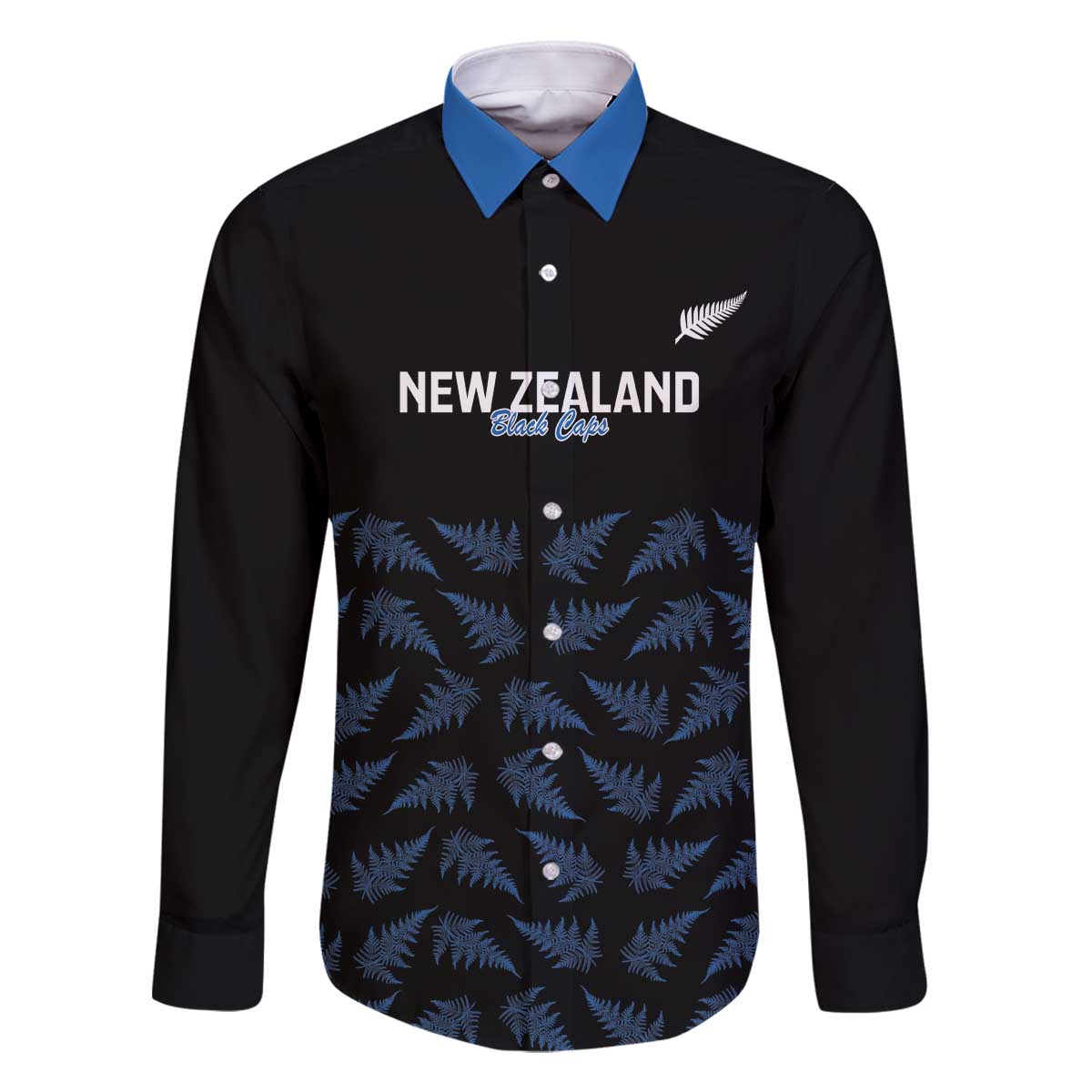 New Zealand Silver Fern Cricket Custom Family Matching Off The Shoulder Long Sleeve Dress and Hawaiian Shirt Black Cap T20 Version - Polynesian Pride