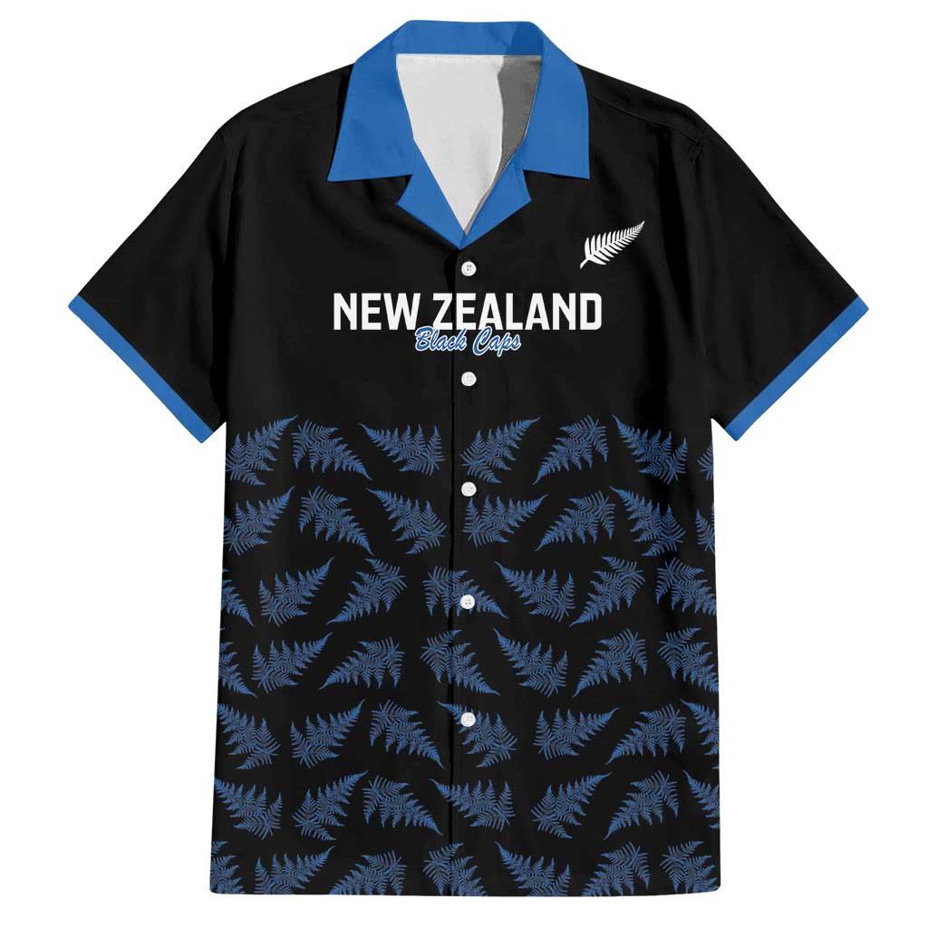 New Zealand Silver Fern Cricket Custom Family Matching Off Shoulder Short Dress and Hawaiian Shirt Black Cap T20 Version - Polynesian Pride
