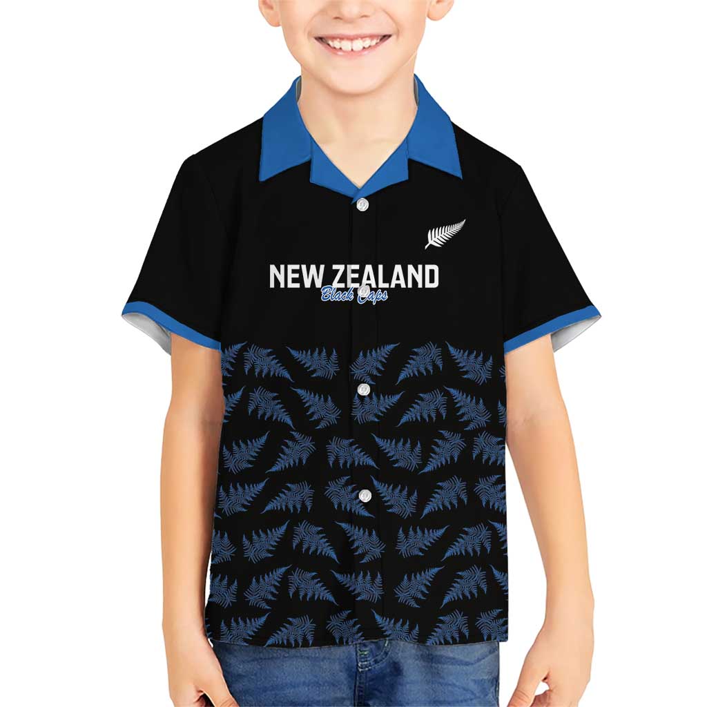 New Zealand Silver Fern Cricket Custom Family Matching Short Sleeve Bodycon Dress and Hawaiian Shirt Black Cap T20 Version - Polynesian Pride