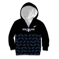 New Zealand Silver Fern Cricket Custom Kid Hoodie Black Cap T20 Version - Polynesian Pride