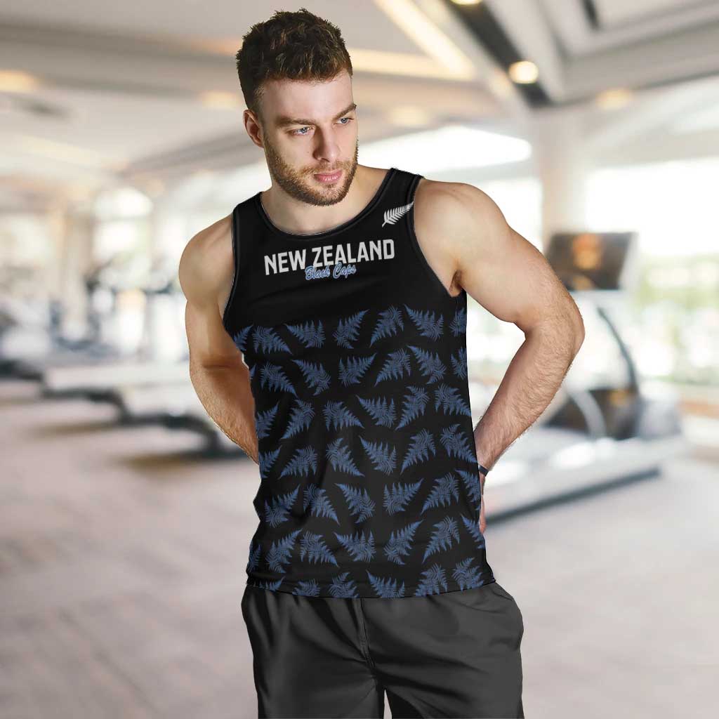 New Zealand Silver Fern Cricket Custom Men Tank Top Black Cap T20 Version - Polynesian Pride