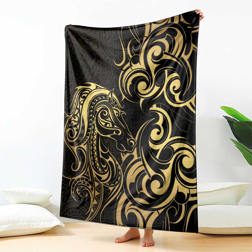 Gold And Black Aotearoa Horse Racing Blanket NZ Maori Pattern LT14 - Polynesian Pride