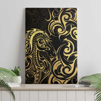 Gold And Black Aotearoa Horse Racing Canvas Wall Art NZ Maori Pattern LT14 - Polynesian Pride