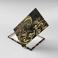 Gold And Black Aotearoa Horse Racing Canvas Wall Art NZ Maori Pattern LT14 With Frame Black - Polynesian Pride
