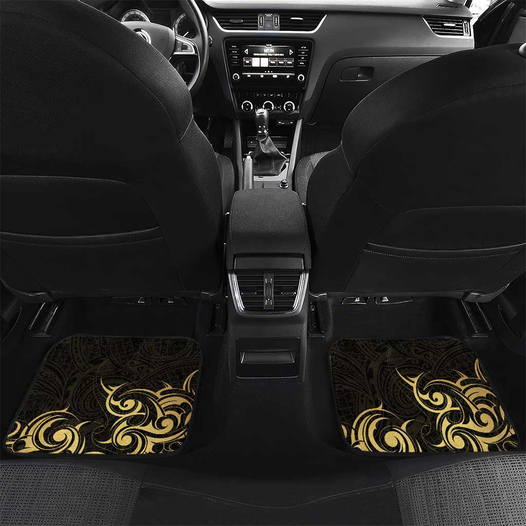 Gold And Black Aotearoa Horse Racing Car Mats NZ Maori Pattern LT14 Set 2pcs - Back Black - Polynesian Pride