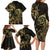 Gold And Black Aoteara Horse Racing Family Matching Long Sleeve Bodycon Dress and Hawaiian Shirt NZ Maori Pattern