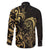 Gold And Black Aoteara Horse Racing Family Matching Long Sleeve Bodycon Dress and Hawaiian Shirt NZ Maori Pattern