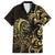 Gold And Black Aoteara Horse Racing Family Matching Off Shoulder Maxi Dress and Hawaiian Shirt NZ Maori Pattern