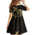 Gold And Black Aoteara Horse Racing Family Matching Summer Maxi Dress and Hawaiian Shirt NZ Maori Pattern