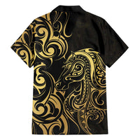 Gold And Black Aotearoa Horse Racing Hawaiian Shirt NZ Maori Pattern LT14 - Polynesian Pride
