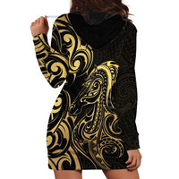Gold And Black Aotearoa Horse Racing Hoodie Dress NZ Maori Pattern LT14 - Polynesian Pride