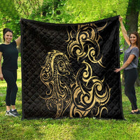 Gold And Black Aoteara Horse Racing Quilt NZ Maori Pattern