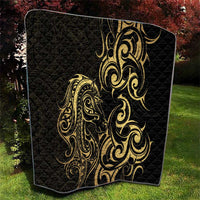 Gold And Black Aoteara Horse Racing Quilt NZ Maori Pattern