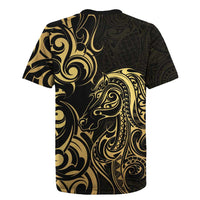 Gold And Black Aotearoa Horse Racing Rugby Jersey NZ Maori Pattern LT14 - Polynesian Pride