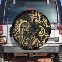 Gold And Black Aotearoa Horse Racing Spare Tire Cover NZ Maori Pattern LT14 Black - Polynesian Pride