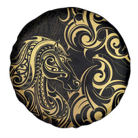 Gold And Black Aotearoa Horse Racing Spare Tire Cover NZ Maori Pattern LT14 - Polynesian Pride