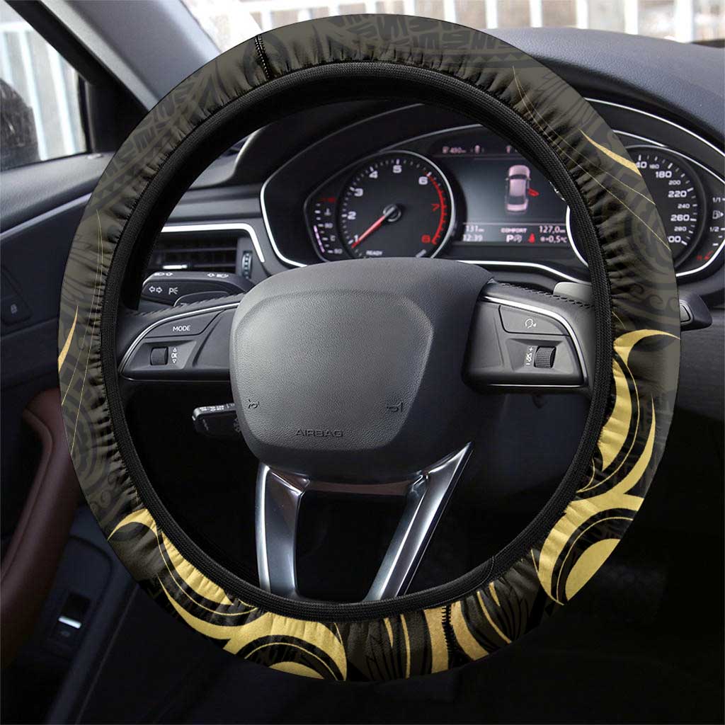 Gold And Black Aotearoa Horse Racing Steering Wheel Cover NZ Maori Pattern LT14 - Polynesian Pride