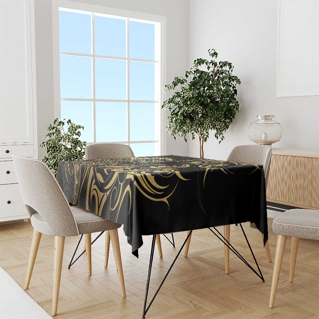 Gold And Black Aotearoa Horse Racing Tablecloth NZ Maori Pattern LT14 - Polynesian Pride