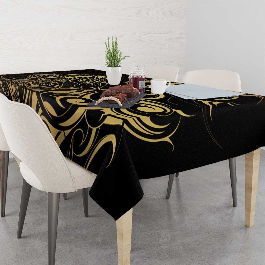 Gold And Black Aotearoa Horse Racing Tablecloth NZ Maori Pattern LT14 - Polynesian Pride