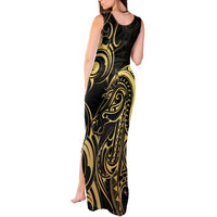 Gold And Black Aotearoa Horse Racing Tank Maxi Dress NZ Maori Pattern LT14 - Polynesian Pride