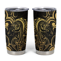Gold And Black Aotearoa Horse Racing Tumbler Cup NZ Maori Pattern LT14 Black - Polynesian Pride