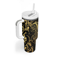 Gold And Black Aotearoa Horse Racing Tumbler With Handle NZ Maori Pattern LT14 - Polynesian Pride
