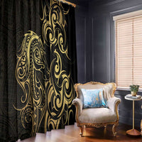 Gold And Black Aotearoa Horse Racing Window Curtain NZ Maori Pattern LT14 - Polynesian Pride