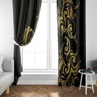Gold And Black Aotearoa Horse Racing Window Curtain NZ Maori Pattern LT14 - Polynesian Pride