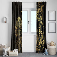 Gold And Black Aotearoa Horse Racing Window Curtain NZ Maori Pattern LT14 - Polynesian Pride