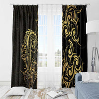 Gold And Black Aotearoa Horse Racing Window Curtain NZ Maori Pattern LT14 - Polynesian Pride