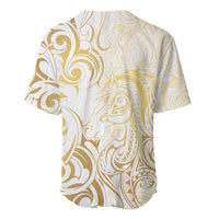 Gold And White Aoteara Horse Racing Baseball Jersey NZ Maori Pattern