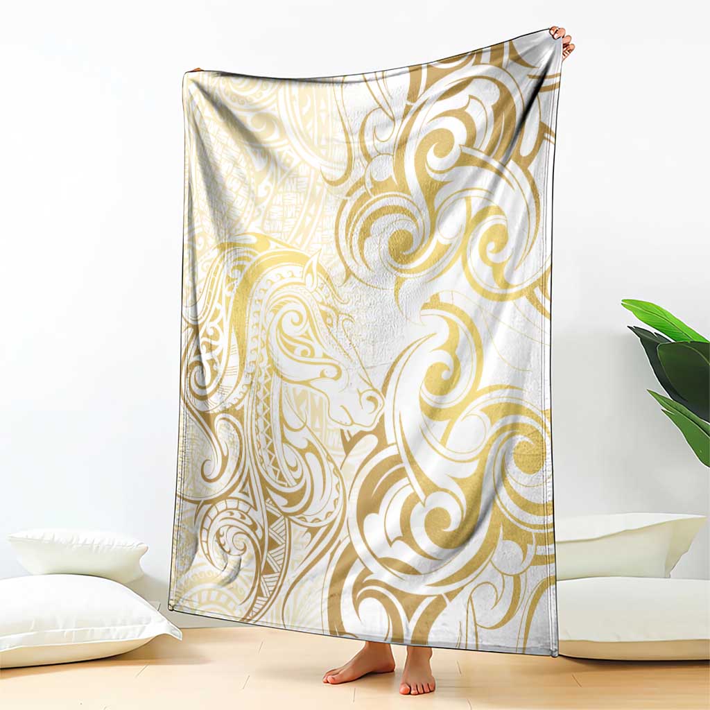 Gold And White Aotearoa Horse Racing Blanket NZ Maori Pattern LT14 - Polynesian Pride